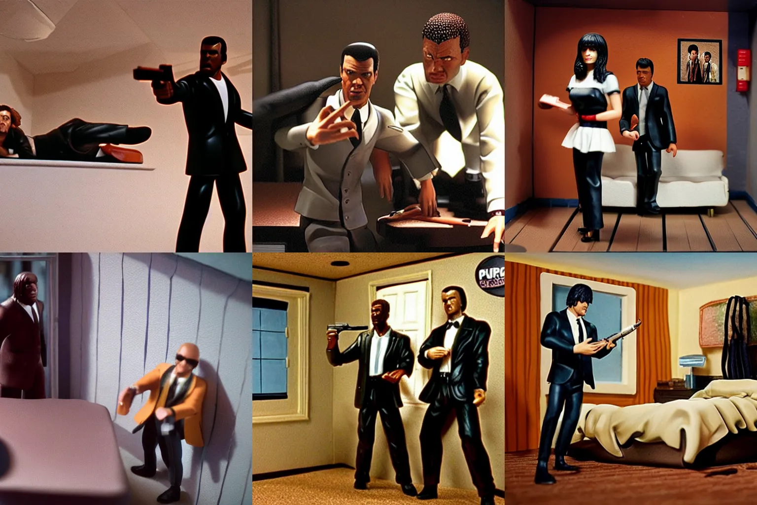 Prompt: Pulp Fiction movie scene diorama, ultra realistic”