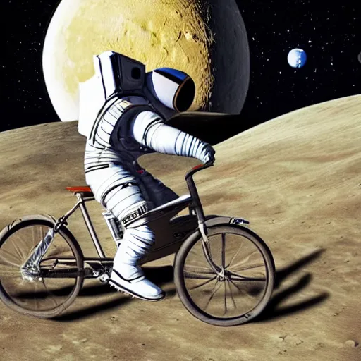 Image similar to astronaut riding a bike to the moon