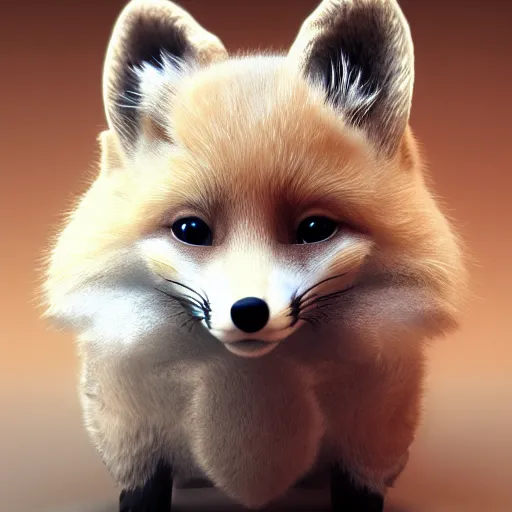 Prompt: a cute baby fox made out of gold and marble fur, fractal, intricate details, octane render, ornate