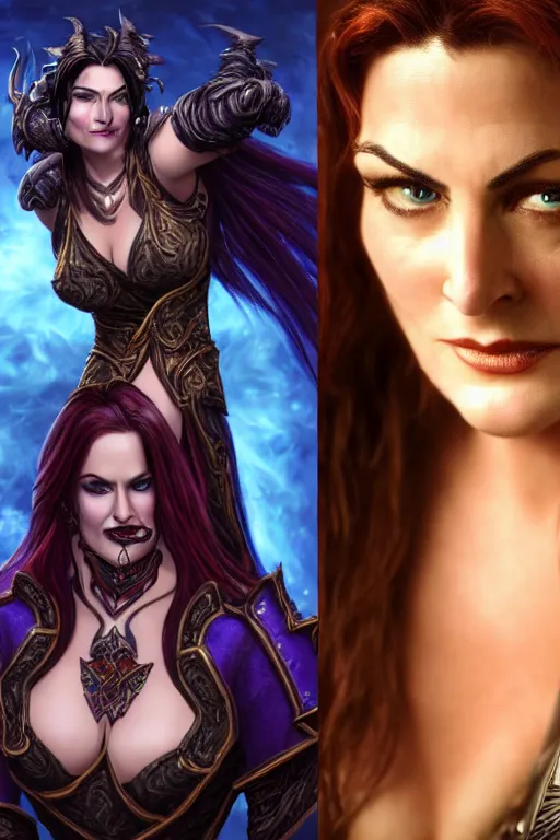 Prompt: Katherine Proudmoore from World of Warcraft portrayed by Mädchen Amick, sexy face, detailed, 8k HD
