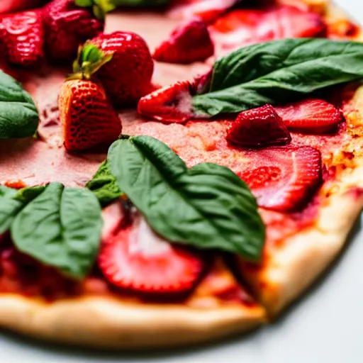 Image similar to a 5 0 mm macro shot of a strawberry pizza