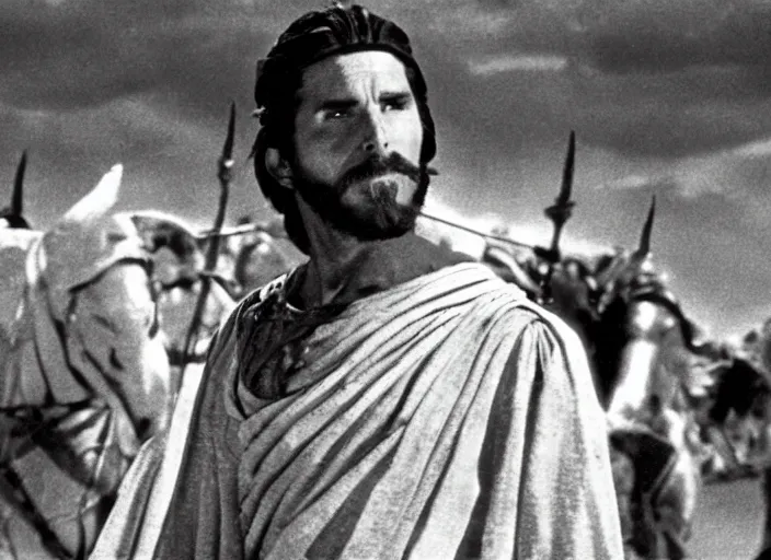 Image similar to film still of Christian Bale as Judah Ben-Hur in Ben Hur 1959