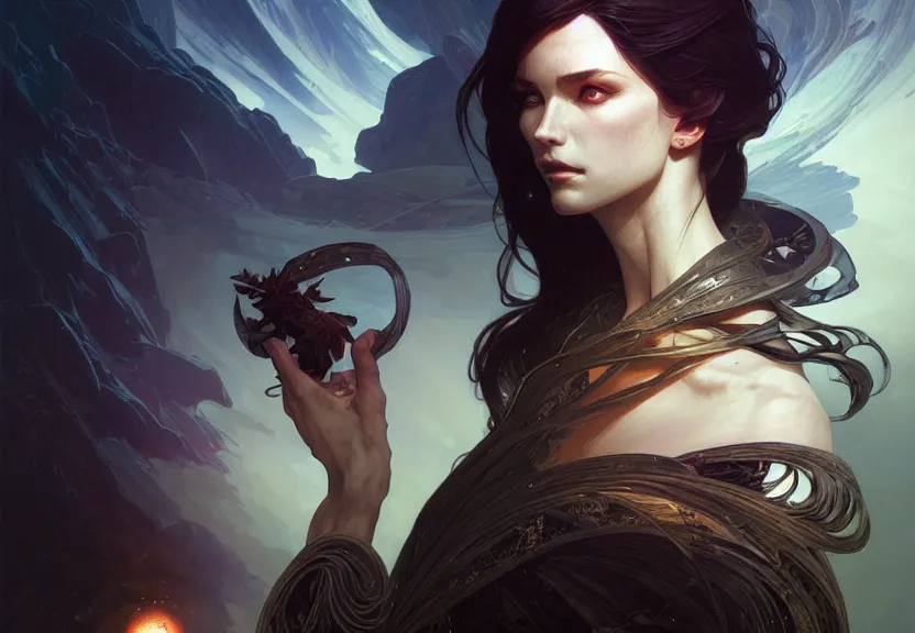 Image similar to portrait of a destiny of the endless from the sandman, fantasy magic, dark light night, intricate, elegant, sharp focus, illustration, highly detailed, digital painting, concept art, matte, art by wlop and artgerm and greg rutkowski and alphonse mucha, masterpiece