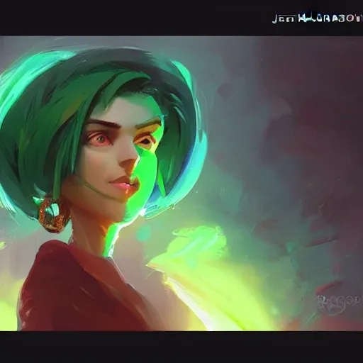 Prompt: beautiful woman with short green hair, portrait, maya ali mage, gloomhaven, dynamic lighting, gaudy colors, octane render aesthetic, matte painting concept art, official fanart behance hd artstation by jesper ejsing, by rhads and makoto shinkai and lois van baarle and ilya kuvshinov and rossdraws