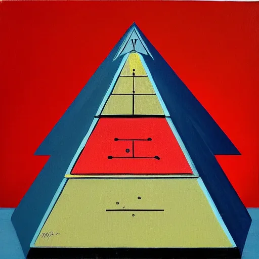 Image similar to oil on canvas, oldschool 8 0 s pyramid!!! triangular!!! cardboard!!! soviet ussr milk pack, blue, red, white, in game pathologic 2, unreal engine,