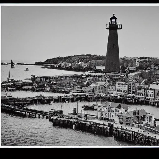 Image similar to vintage photo landscape of portland maine, intricate, Close-up shot, low angle shot, trending on artstation