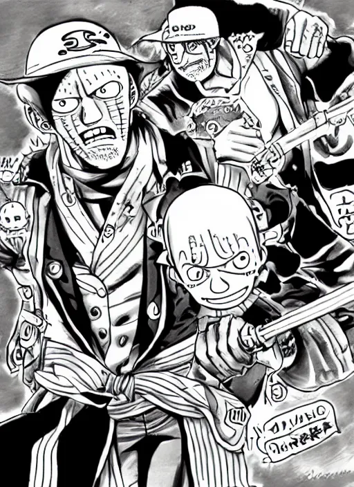 Image similar to jason statham as character in one piece manga, sketch by eiichiro oda