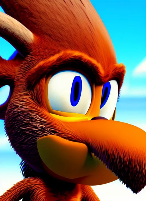 Image similar to highly detailed closeup of a moose character, from sonic the hedgehog, sonic video game series, character concept art