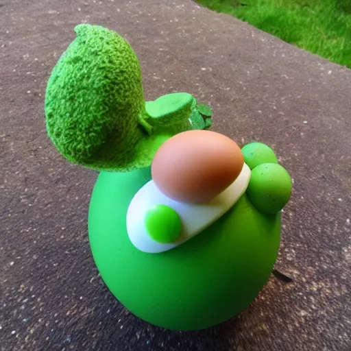 Prompt: yoshi egg, outside, detailed photo