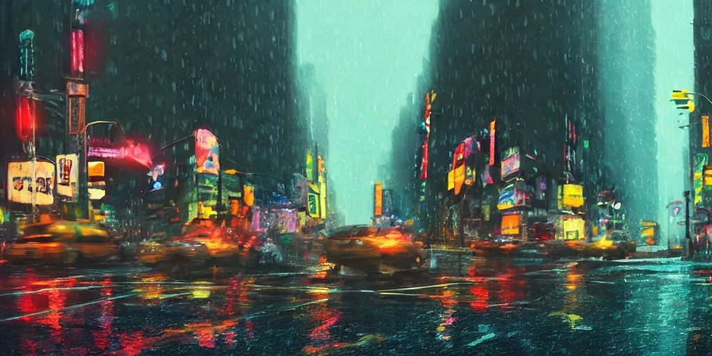 Image similar to a film still trough a raincovered window on a rainy but colourful day in new york. sparkling lights, wide shot, frog perspective, wes anderson, studio ghibli, pixar and disney animation, sharp, rendered in unreal engine 5, anime key art by greg rutkowski, bloom, dramatic lighting