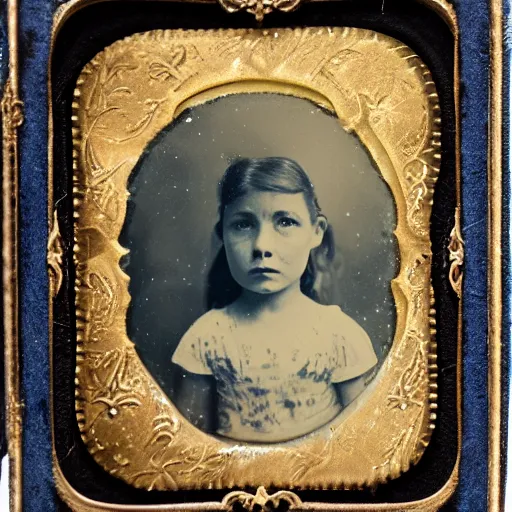 Image similar to tintype photo, girl with star fish, bottom of the ocean