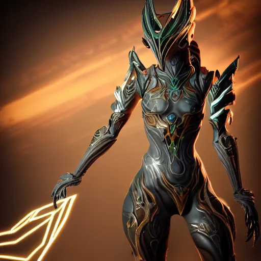 Image similar to photograph of female Valkyr warframe holding a kuva zarr, 8k resolution, high detail, ULTRA REALISTIC VFX, reflections