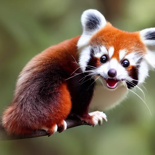 Prompt: cute cross between red panda and sugar glider, studio lighting, award winning