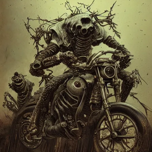 Prompt: motorbikers cyborgs, horror art by beksinski and szukalski and giger and and pyromallis and dzo and iris compiet and seb mckinnon and, technical drawing, blueprint, highly detailed, intricate, sharp focus, trending on artstation hq, deviantart, unreal engine 5, 4 k uhd image