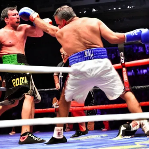 Image similar to lula vs bolsonaro, brutal boxing match, sports photography, sweat flying, hd high detail, professional photo