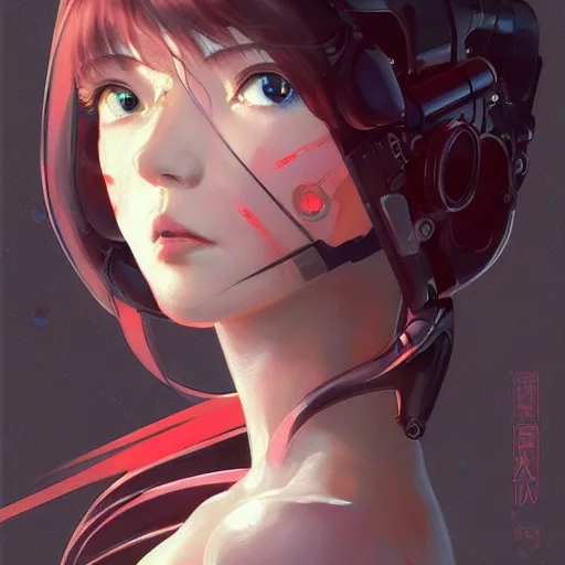 Image similar to A beautiful cyborg woman with big and cute eyes || VERY ANIME, fine-face, realistic shaded perfect face, fine details. Anime. realistic shaded lighting poster by Ilya Kuvshinov katsuhiro otomo ghost-in-the-shell, magali villeneuve, artgerm, Jeremy Lipkin and Michael Garmash and Rob Rey, trending on art station