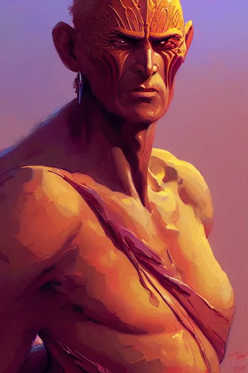 Prompt: warrior, male, character design, painting by jean giraud, greg rutkowski