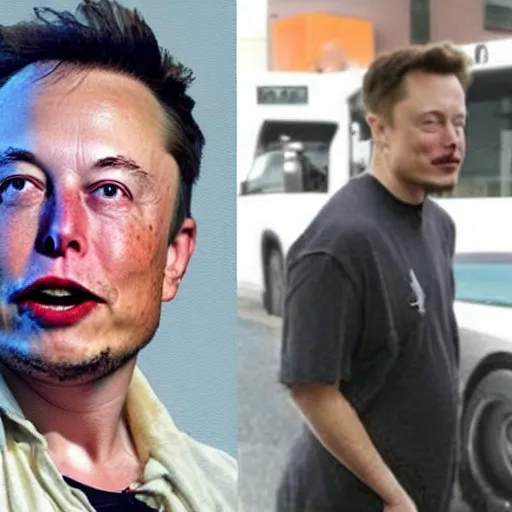 Image similar to elon musk as a homeless man