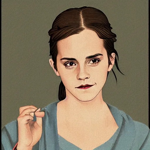 Image similar to emma watson by by Hasui Kawase