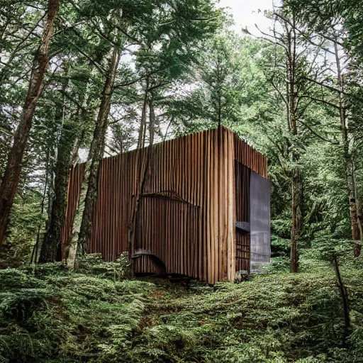 Image similar to a building in the middle of a forest, architecture