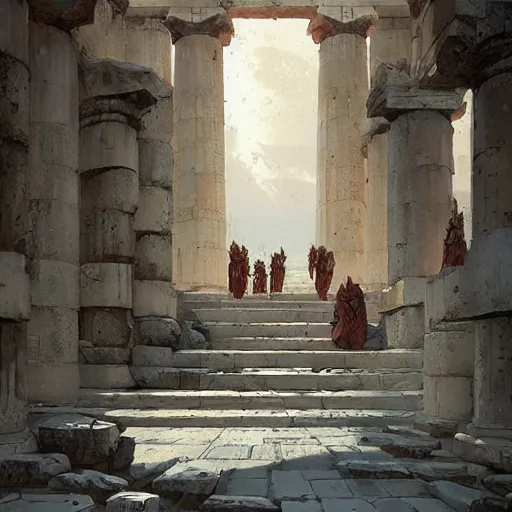 Image similar to Ancient Greek Polis in ancient times by Greg Rutkowski