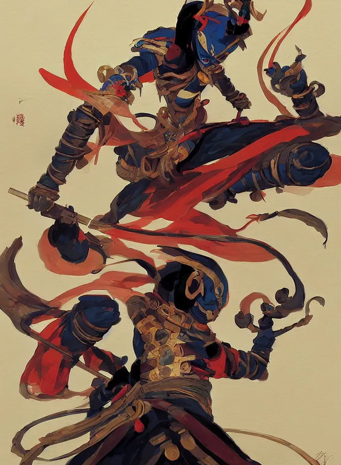 Image similar to orientalist painting of a ninja shaman, in the style of syd mead, jeremy cowart, concept art in the style of megaman x zero by greg rutkowski, by greg tocchini, by james gilleard, by joe fenton