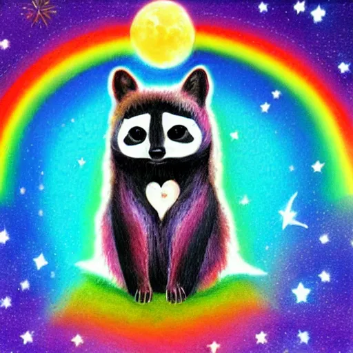 Image similar to rainbow cosmic raccoon