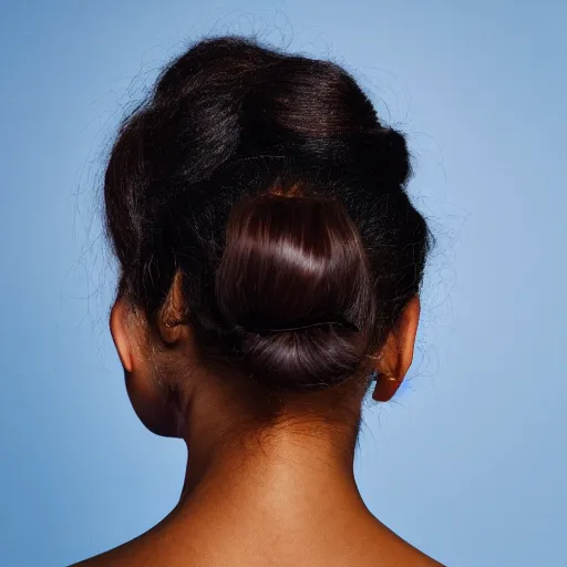 Prompt: a vivid color portrait of a smiling female with two buns hairstyle, light skin and big blue eyes, soft cinematic lighting, shallow depth of field, photograph by annie leibovitz, 4k