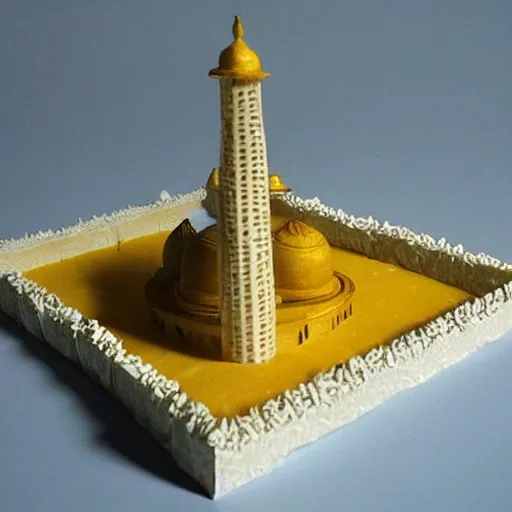 Image similar to cheese a reconstruction of the cheese taj mahal made ot of cheese, cheese