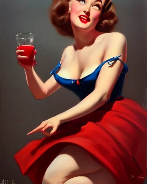 Image similar to a 1 9 5 0 s pin up by art frahm, realistic, detailed, artstation