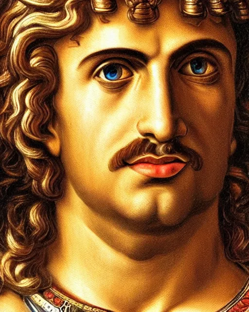 Image similar to oil painting portrait of alexander the great, high production value, intricate details, high resolution, hdr, high definition, masterpiece, realistic, ultrarealistic, highly detailed, hd, sharp focus, non blurry, sharp, smooth