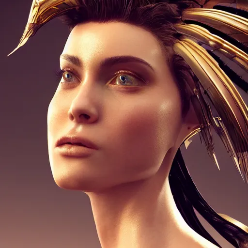 Image similar to beautiful wraithen biomechanical incredible technological hair, masterpiece crystalline incrustations, hyper - detailed face, elegant pose, movie still, intricate, octane render, cinematic lighting, cgsociety, unreal engine,