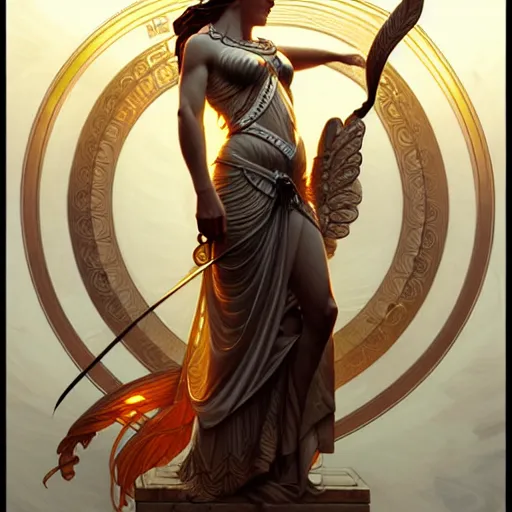 Image similar to ultra realistic illustration, a statue of a glorious goddess athena, intricate, elegant, highly detailed, digital painting, artstation, concept art, smooth, sharp focus, illustration, art by artgerm and greg rutkowski and alphonse mucha