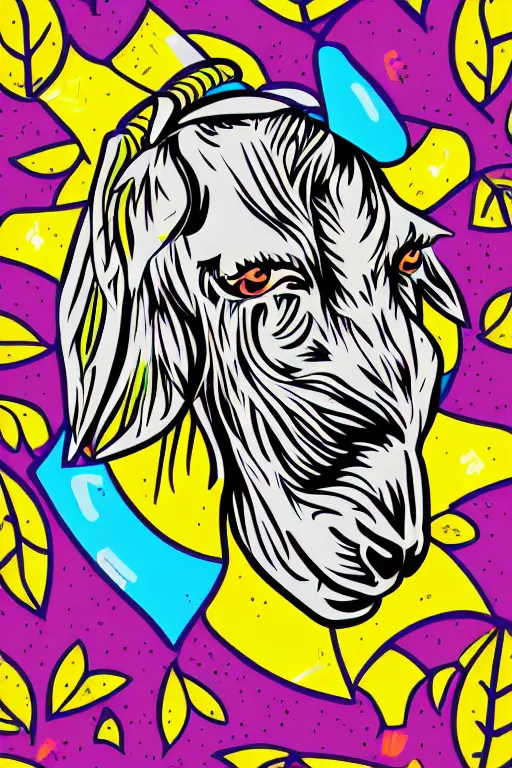 Image similar to A portrait of a goat wearing a sweatband, sticker, colorful, illustration, highly detailed, smooth and clean vector curves, no jagged lines, vector art, smooth