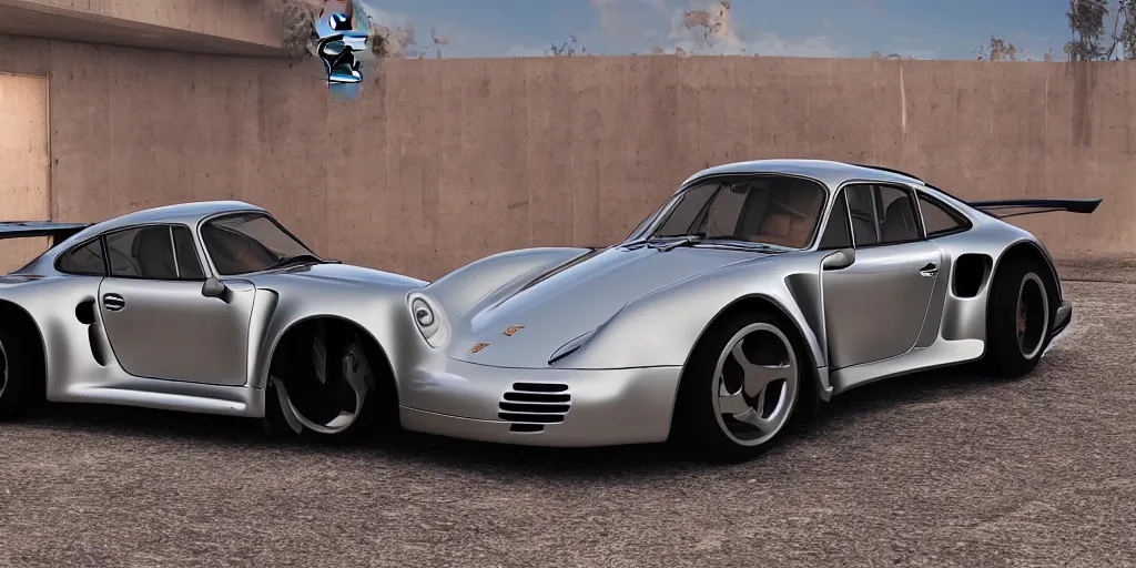 Image similar to porsche 959 with a turbine rocket engine. photo realistic 4k 35mm