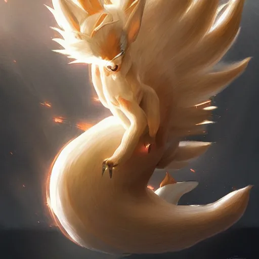 Prompt: pokemon ninetails, artstation greg rutkowski, cinematic, hyperrealist, digital art