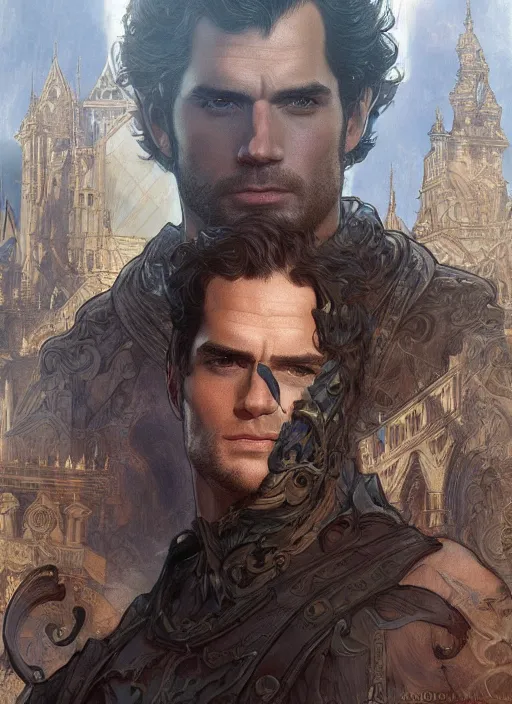 Image similar to Henry Cavill as the Homelander, fantasy, intricate, elegant, highly detailed, digital painting, artstation, concept art, smooth, sharp focus, illustration, art by artgerm and greg rutkowski and alphonse mucha