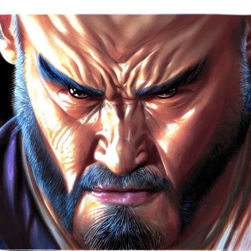 Prompt: Heihachi Mishima from Tekken, closeup character portrait art by Donato Giancola, Craig Mullins, digital art, trending on artstation
