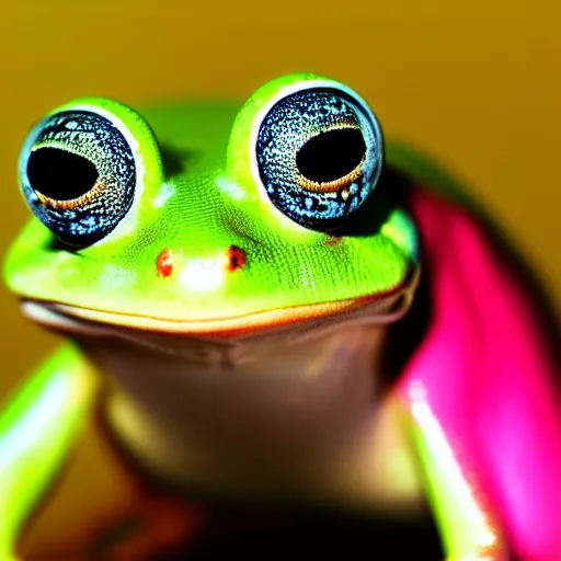 Image similar to macro photo of a neon pink frog