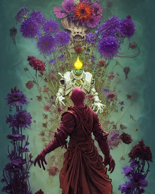 Prompt: the platonic ideal of flowers, rotting, insects and praying of cletus kasady carnage thanos davinci nazgul wild hunt chtulu mandala ponyo botw bioshock, d & d, fantasy, ego death, decay, dmt, psilocybin, concept art by randy vargas and greg rutkowski and ruan jia and alphonse mucha