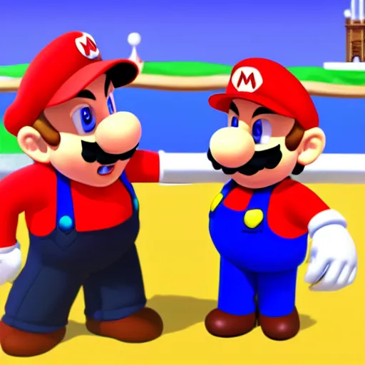 Prompt: donald trump debating mario for the president ( high detailed, ultra - realistic, great quality, 4 k, uhd, illustrated )