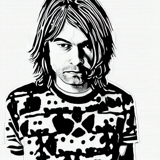 Image similar to kurt cobain op art,