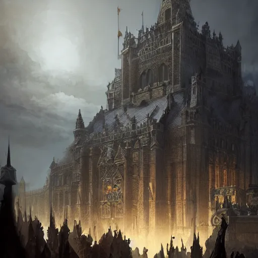 Image similar to coronation of medieval king, Dynamic lighting, cinematic, establishing shot, extremely high detail, foto realistic, cinematic lighting, pen and ink, intricate line drawings, post processed, concept art, artstation, matte painting, style by Raphael Lacoste, Eddie Mendoza