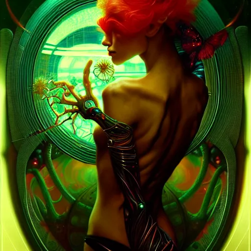 Prompt: extremely psychedelic beautiful cyborg virus infected by night. intricate, elegant, highly detailed, extremely lifelike photorealistic digital painting, artstation. steichen, gaston bussiere, tom bagshaw, cyberpunk alphonse mucha. elegant minimalism. anatomically correct. sultry. sharp focus. surreal lush hallucination