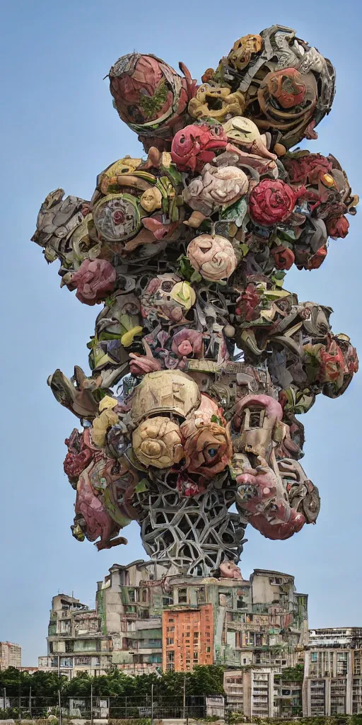 Prompt: colossal grotesque flower made from communist dreams in the middle of abandoned post soviet constructivist cityscape, Stalinist architecture, ultradetailed by Hayao Miyazaki and Josan Gonzalez and Makoto Shinkai and Giuseppe Arcimboldo and Wes Anderson