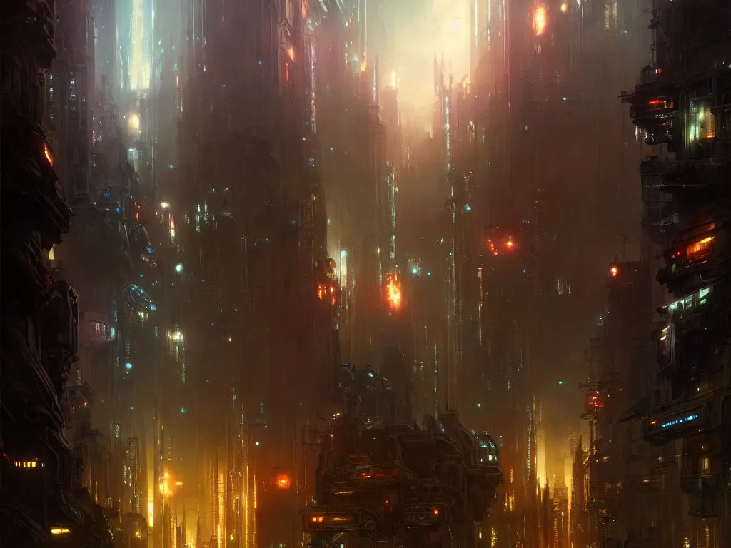 Image similar to cybercity by night street view, fantasy, ultra realistic, concept art, highly detailed by greg rutkowski, gaston bussiere, craig mullins, simon bisley, eddie mendoza