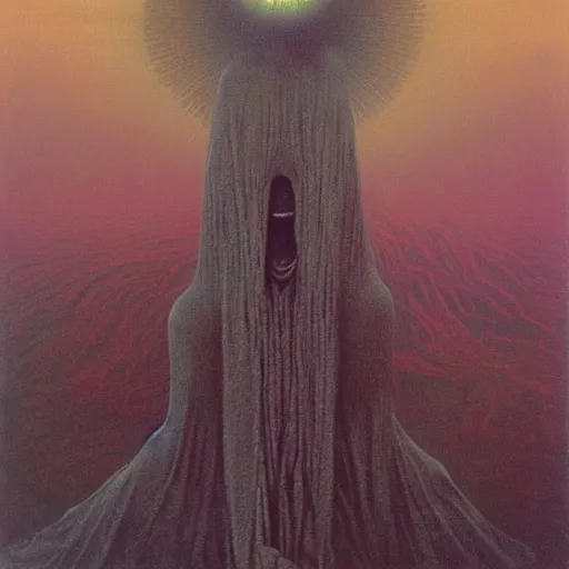 Image similar to the queen of the sun by zdzislaw beksinski and h. r. giger, oil on canvas