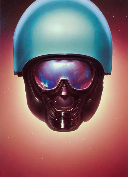 Image similar to beautiful extreme closeup portrait photo in style of frontiers in helmet Helmets of Emperor Charles V the Wise, faint iridescent sheen , science fashion magazine September retrofuturism edition, highly detailed, soft lighting, elegant , lighting, 35mm , Edward Hopper and James Gilleard, Zdzislaw Beksinski, Steven Outram, highly detailed