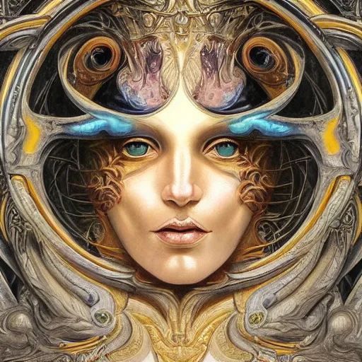 Prompt: masterpiece baroque neoclassicist closeup renaissance portrait of an art deco witch, glowing eyes. reflective detailed textures, highly detailed fantasy science fiction painting by peter mohrbacher and annie swynnerton, and jean delville and nicholas roerich and evelyn de morgan, elaborate geometric ornament, ancient runes, silver and cool colors. artstation