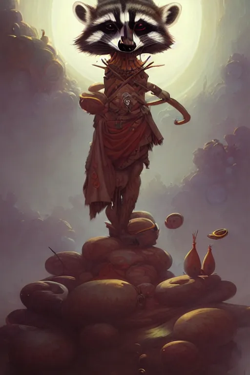 Image similar to The Raccoon Shaman God, by Peter Mohrbacher and Andreas Rocha